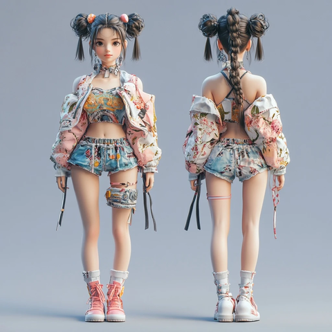 女孩动物街舞舞台造型