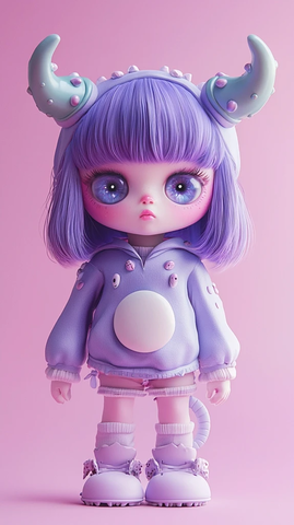 紫色粉色怪物可爱帽子