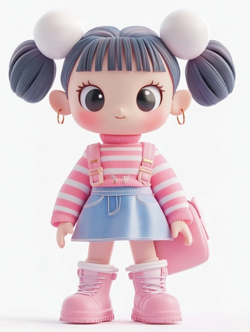 粉红条纹毛衣女孩玩具