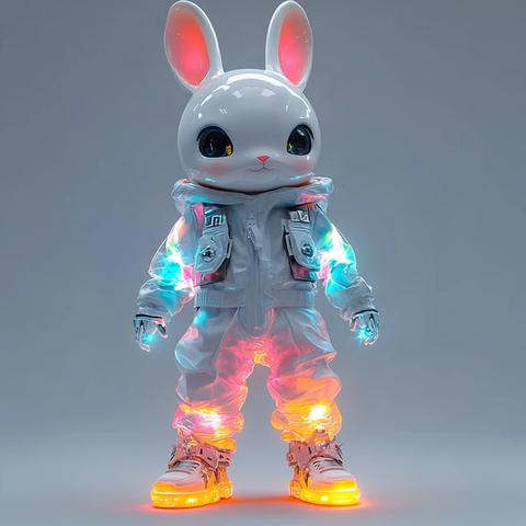 发光兔子玩偶站立姿势