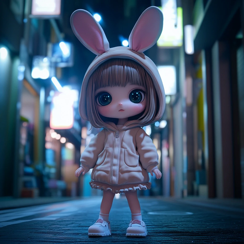 兔耳女孩盲盒全息渲染