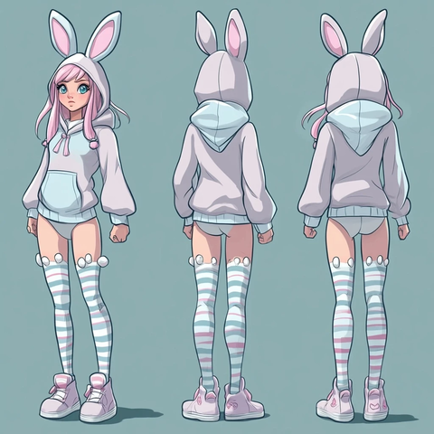 兔子女孩幻想角色设计图