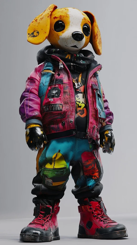 犬街头服饰时尚渲染