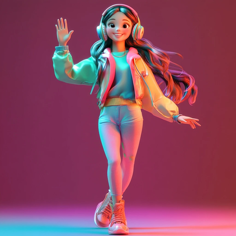 女孩挥手告别跳舞自由