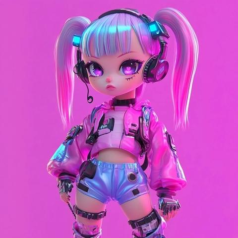 奇比女孩赛博朋克装扮