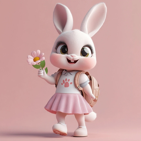 兔子背包装花裙动态姿势