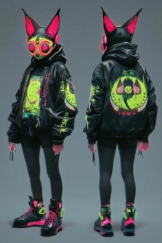 狐狸面具女性型姿势