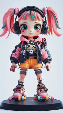 少女双马尾赛博朋克盲盒玩具