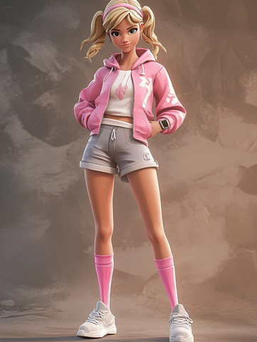 粉色夹克女孩中性站立