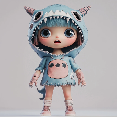 盲盒少女怪物服装全身像