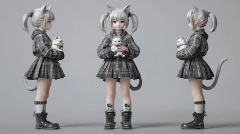 猫耳少女玩具立体模型