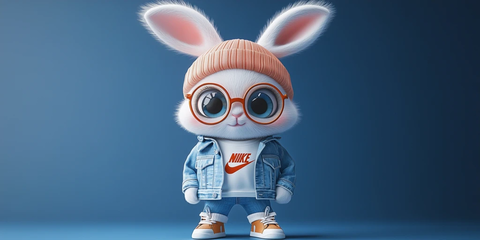 兔子戴帽穿牛仔装