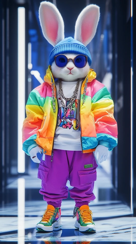 兔子时尚走秀彩色外套与配件