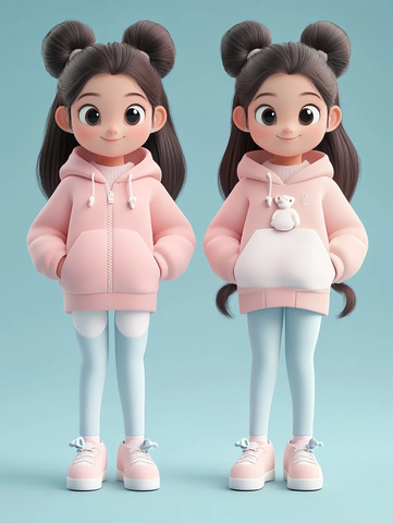 粉色毛衣外套女孩卡通