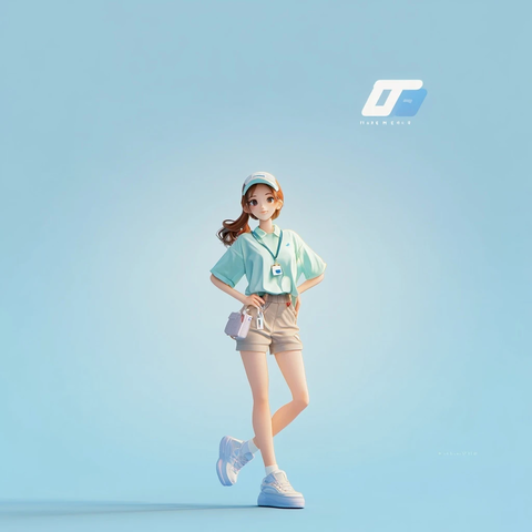 双马尾女孩衬衫短裙盲盒玩具