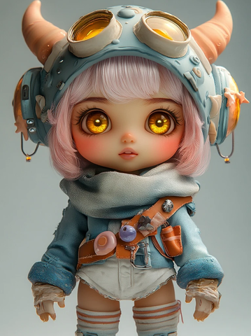 粉色头发女孩玻璃质感盲盒