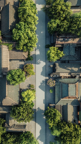 古色古香村落鸟瞰图