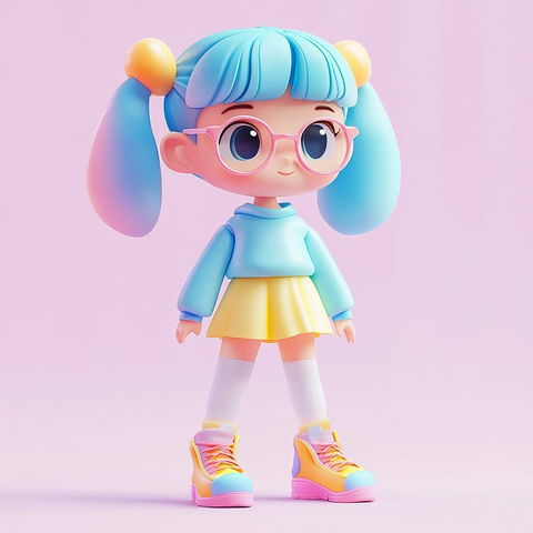 卡通女孩站立侧影树脂玩具