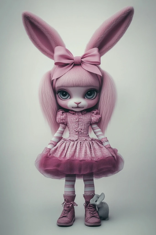 粉色兔女郎连衣裙粉色丝带