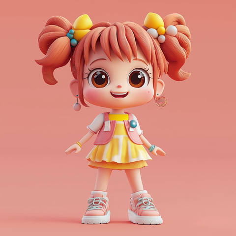 可爱女孩穿着蓬松连衣裙