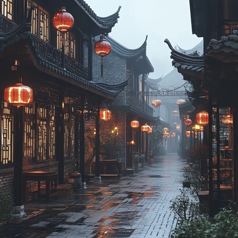 古色古香的中式建筑夜景