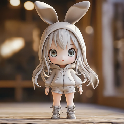 小女孩兔子耳朵帽全身边框