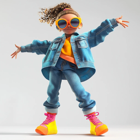 时尚儿童牛仔夹克彩色运动鞋