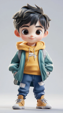 小巧男孩立体摄影图像