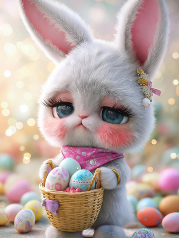 兔子提空篮子流泪