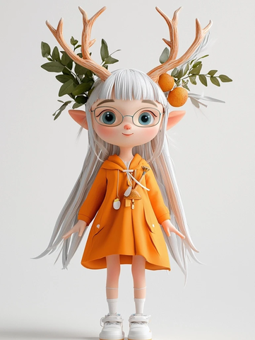 小鹿女孩手持画笔全息盲盒