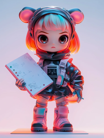 黑披风玩偶手持画板全貌