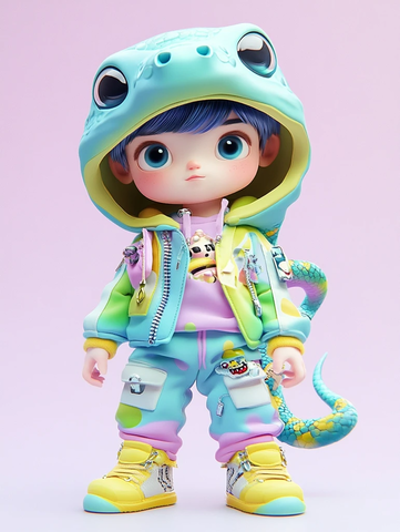 彩色服装蛇头帽盲盒玩具