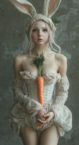 兔子女郎绑手拿胡萝卜