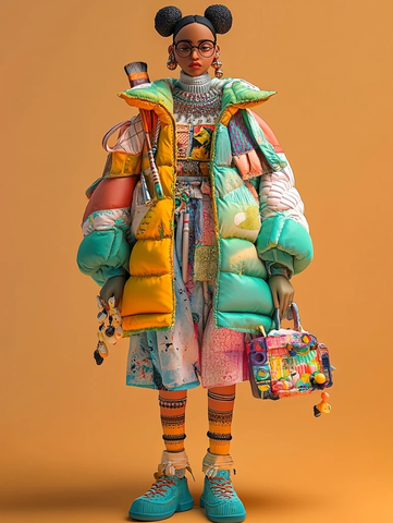 年轻女子手持画笔与调色板