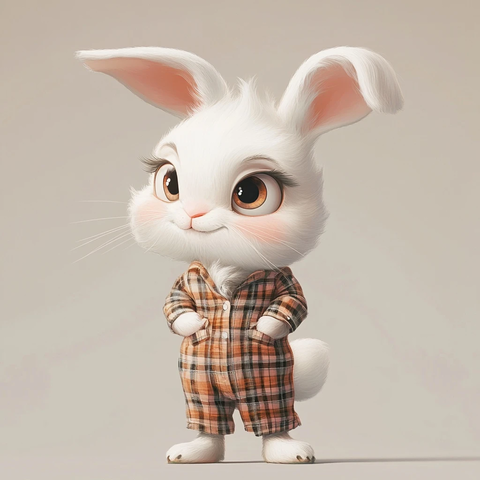 兔子穿格子衫卡通形象