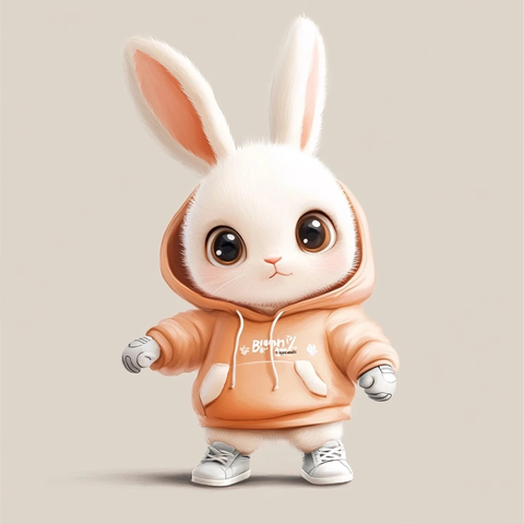 兔子吉祥物跳跃动态插画