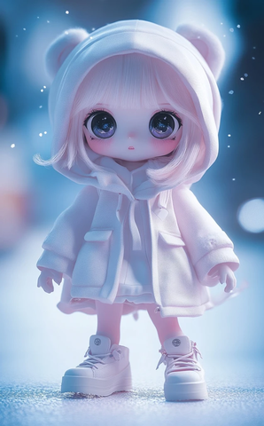 粉白配色盲盒女孩插画