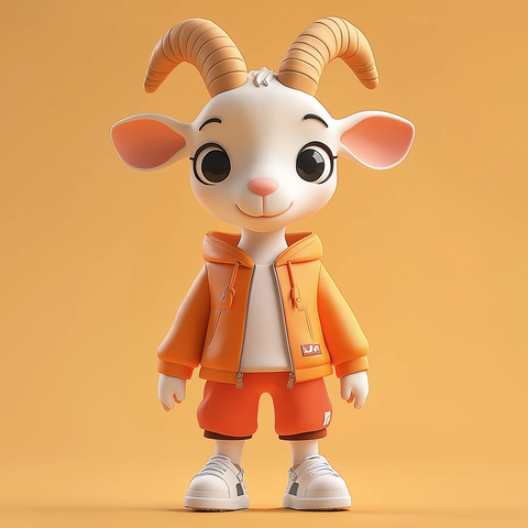 卡通山羊穿潮牌服装