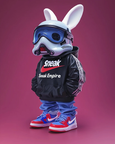 兔子戴星战头盔穿运动鞋