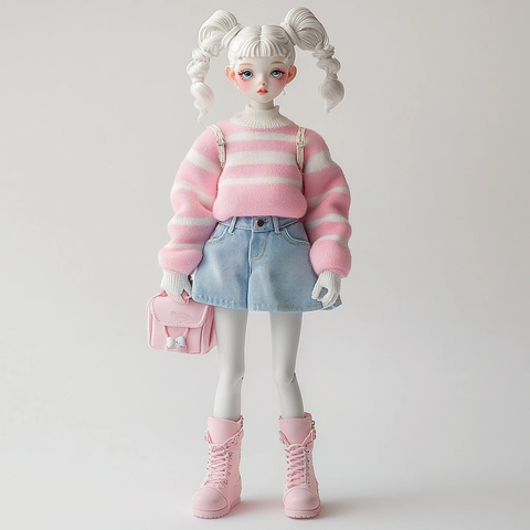 粉色条纹毛衣女孩玩具