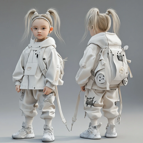 儿童风动动物元素运动服