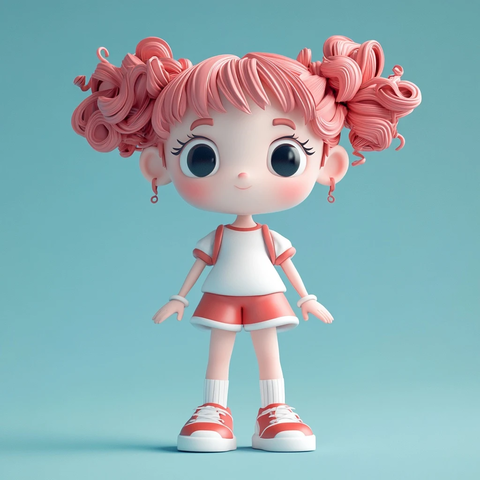 小女孩粉发红鞋白袜盲盒设计