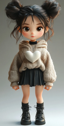 黑裙女孩头戴蒸笼中国风