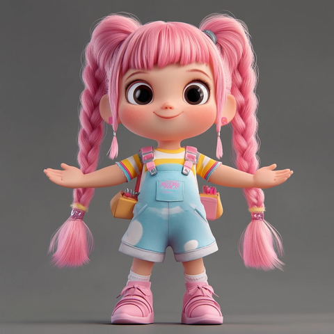 粉色头发女孩模型