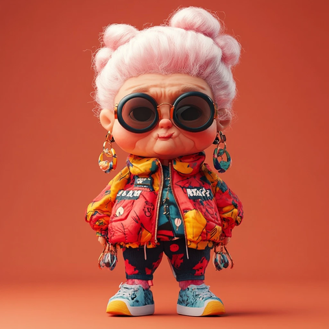 时尚老奶奶卡通角色设计