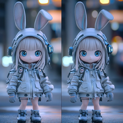 舞蹈盲盒小女孩兔耳帽