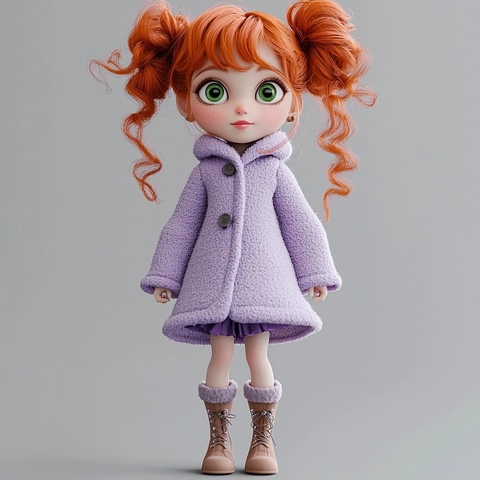 红发绿眼女孩娃娃造型