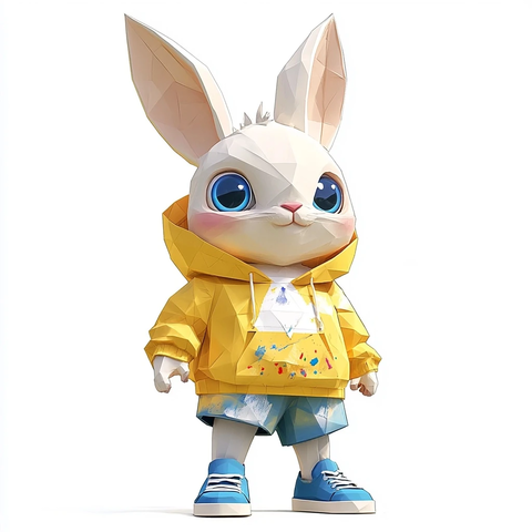 兔子穿黄色连帽衫绘画
