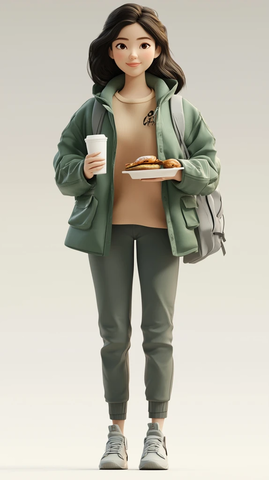 亚洲女性户外运动服站立