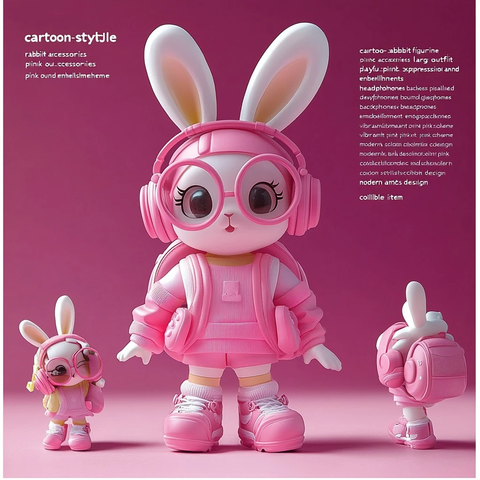 兔子玩偶背包粉色眼镜